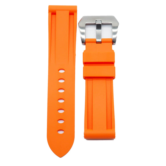 22mm, 24mm, 26mm Orange Rubber Watch Strap For Panerai
