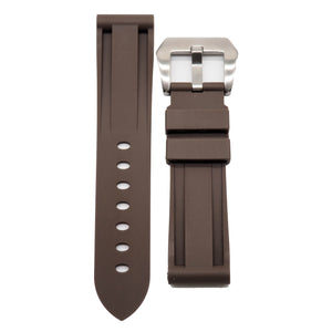 22mm, 24mm, 26mm Brown Rubber Watch Strap For Panerai