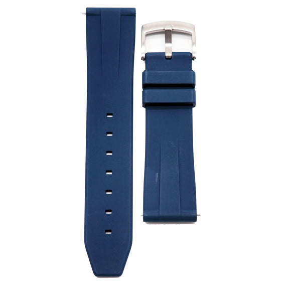 20mm, 22mm Straight End Navy Blue FKM Rubber Watch Strap, Quick Release Spring Bars