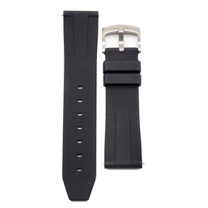 20mm, 22mm Straight End Black FKM Rubber Watch Strap, Quick Release Spring Bars