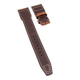 22mm Pilot Style Tawny Brown Calf Leather Watch Strap For IWC, Rivet Lug, Semi Square Tail