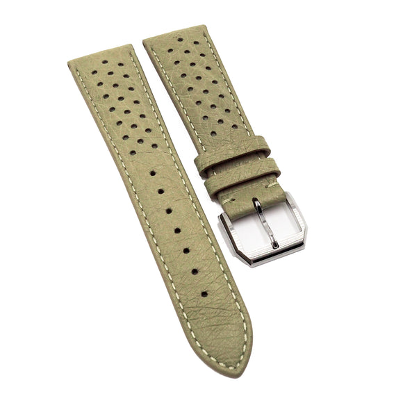 22mm Rally Style Flax Yellow Ostrich Leather Watch Strap