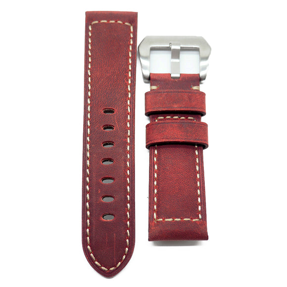 24mm Sangria Red Matte Calf Leather Watch Strap For Panerai