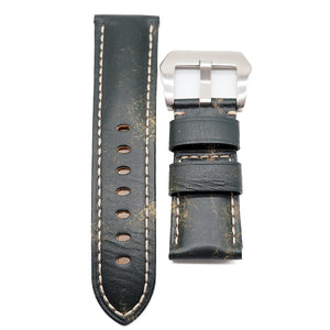 24mm Aging Pattern Sacramento Green Calf Leather Watch Strap For Panerai
