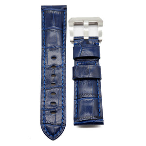 22mm Alligator Embossed Calf Leather Watch Strap For Panerai, Red / Black / Blue