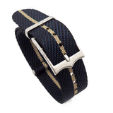 20mm, 22mm Military Style Multi Color in Single Line Nylon Watch Strap, Navy Blue & Banana Yellow, Adjustable Length