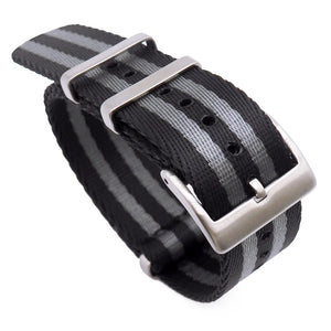 20mm, 22mm Military Style Multi Color Seat Belt Nylon Watch Strap For Omega, Black & Gray