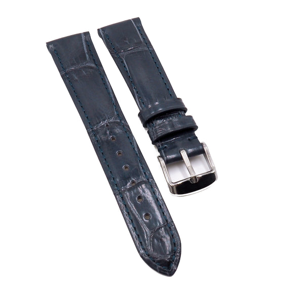 18mm, 20mm, 22mm Denim Blue Alligator Leather Watch Strap