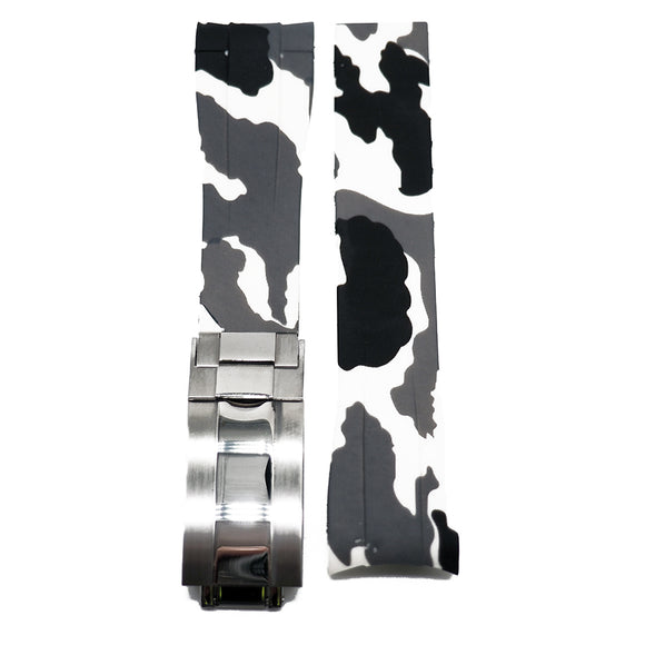 20mm Curved End Camouflage White Rubber Watch Strap For Rolex-Revival Strap