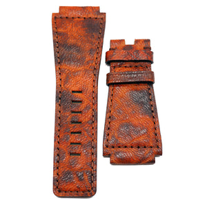 24mm Marble Pattern Calf Leather Watch Strap For Bell & Ross, 4 Colors