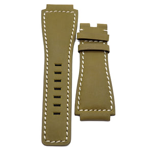 24mm Flaxen Yellow Matte Calf Leather Watch Strap For Bell & Ross-Revival Strap
