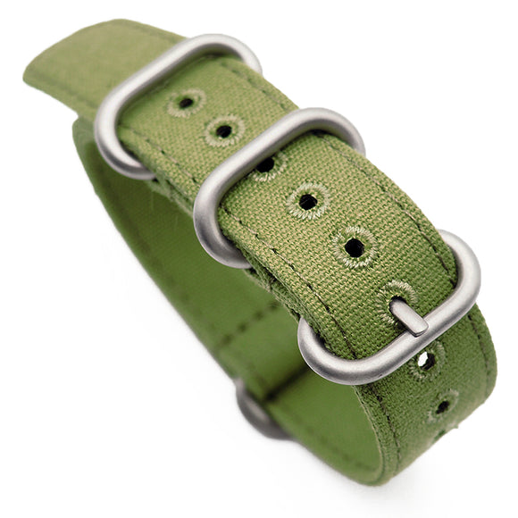 20mm, 22mm Military Style Green Canvas Watch Strap