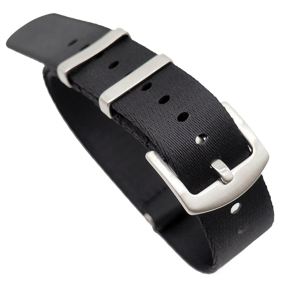 20mm, 22mm Nato Style Black Seat Belt Nylon Watch Strap
