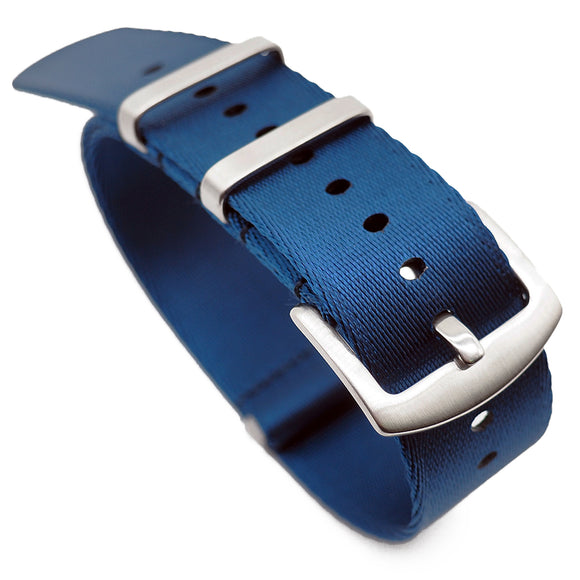 20mm, 22mm Nato Style Blue Seat Belt Nylon Watch Strap