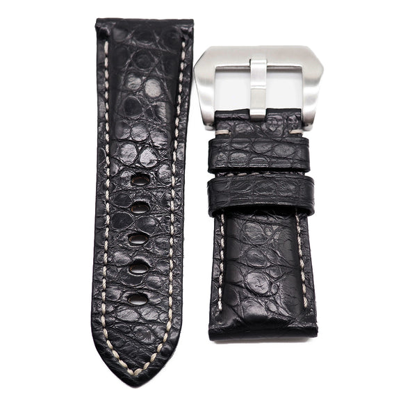 26mm Black Alligator Leather Watch Strap For Panerai