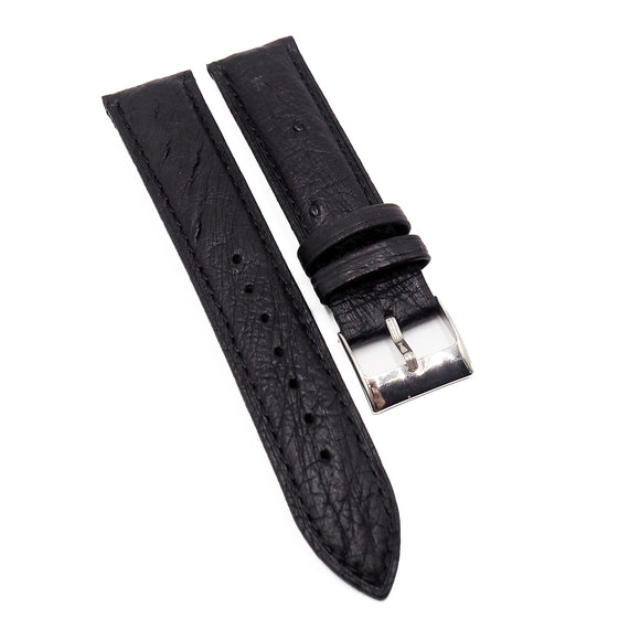 19mm Black Ostrich Leather Watch Strap