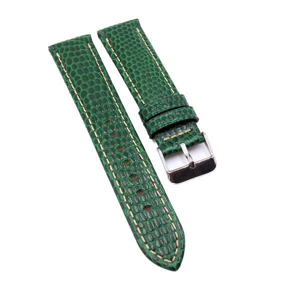 18mm, 20mm Green Lizard Embossed Calf Leather Watch Strap