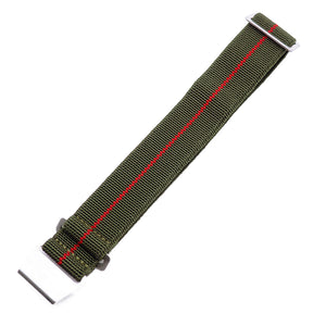 20mm, 22mm Military Style Army Green & Red Multi Color Elastic Nylon Watch Strap