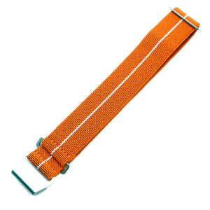 20mm, 22mm Military Style Orange & White Multi Color Elastic Nylon Watch Strap