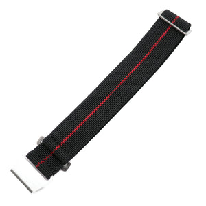 20mm, 22mm Military Style Black & Red Multi Color Elastic Nylon Watch Strap