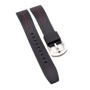 20mm Straight End Rubber Watch Strap, Quick Release Spring Bars, 4 Line Colors