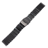 22mm Straight End "SHARK" Mesh Stainless Steel Watch Strap, PVD Black / Sliver