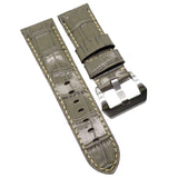 24mm Waxed Alligator Embossed Calf Leather Watch Strap For Panerai, 5 Colors