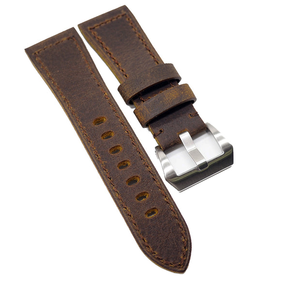 26mm Spice Orange Matte Calf Leather Watch Strap For Panerai-Revival Strap