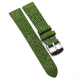 18mm, 20mm, 22mm Stingray Leather Watch Strap, Black / Carmine Red / Banana Yellow / Kelly Green
