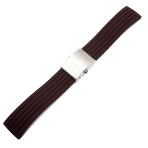 22mm Straight Pattern Silicone Watch Strap, Depolyant Clasp, 5 Colors