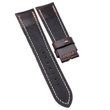 23mm Waxed Calf Leather Watch Strap, Brunette Brown / Navy Blue / Black