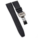 22mm Black Cross-Embossed Calf Leather Watch Strap For IWC