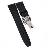 22mm Black Cross-Embossed Calf Leather Watch Strap For IWC