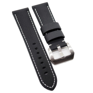 24mm Black Fiber Luminous Stitching Watch Strap For Panerai
