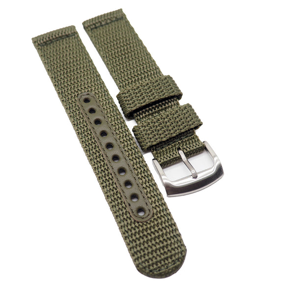 20mm Nylon Watch Strap For Seiko, Black / Army Green