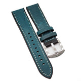 18mm, 20mm, 22mm Pine Green Italian Calf Leather Rubber Watch Strap
