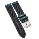 18mm, 20mm, 22mm Pine Green Italian Calf Leather Rubber Watch Strap