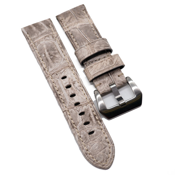 24mm Abalone Gray Alliagtor Leather Watch Strap For Panerai