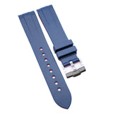 20mm, 22mm Dual Color Navy Blue & Red Curved End Rubber Watch Strap For Rolex, Omega and MoonSwatch