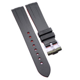 20mm, 22mm Dual Color Black & Red Curved End Rubber Watch Strap For Rolex, Omega and MoonSwatch