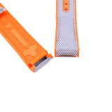 20mm, 22mm Curved End Hybrid Gray Nylon Orange Rubber Watch Strap For Omega-Revival Strap