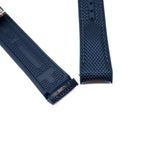 20mm, 22mm Curved End Hybrid Blue Nylon Rubber Watch Strap For Omega-Revival Strap