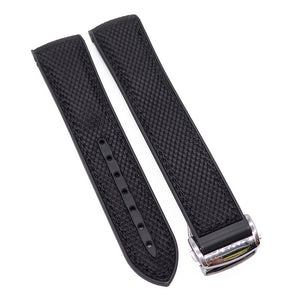 20mm, 22mm Curved End Hybrid Black Nylon Rubber Watch Strap For Omega-Revival Strap