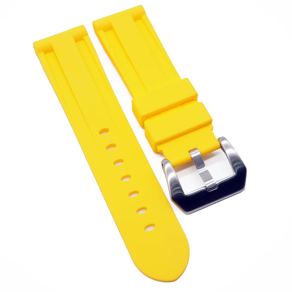 22mm, 24mm, 26mm Yellow Rubber Watch Strap For Panerai