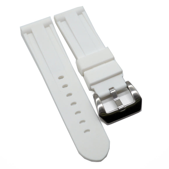 22mm, 24mm, 26mm White Rubber Watch Strap For Panerai