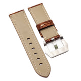 24mm Russet Brown Waxed Alligator Leather Watch Strap For Panerai, Small Wrist Length